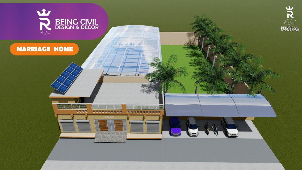 Marriage Home Design with Lawn for low budget in  2 Bigha (area 36m x 45m) India
