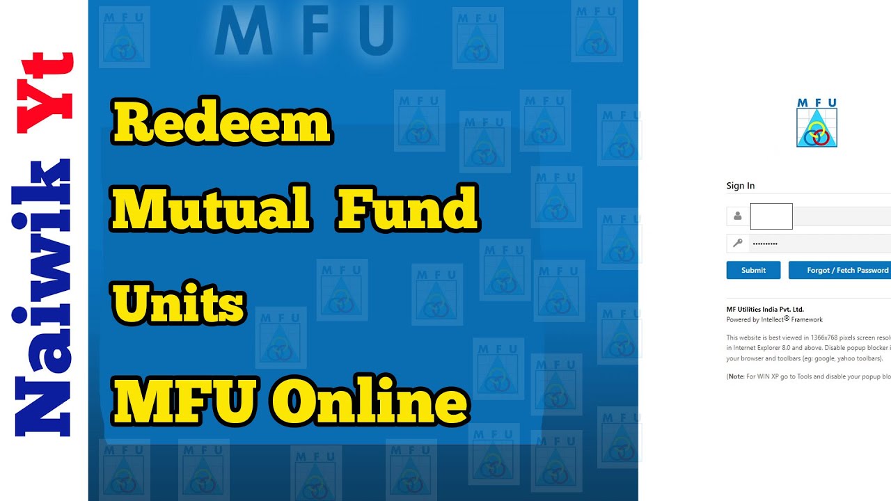 Redeem Mutual Fund Units on MfuOnline Website || MF Utilities