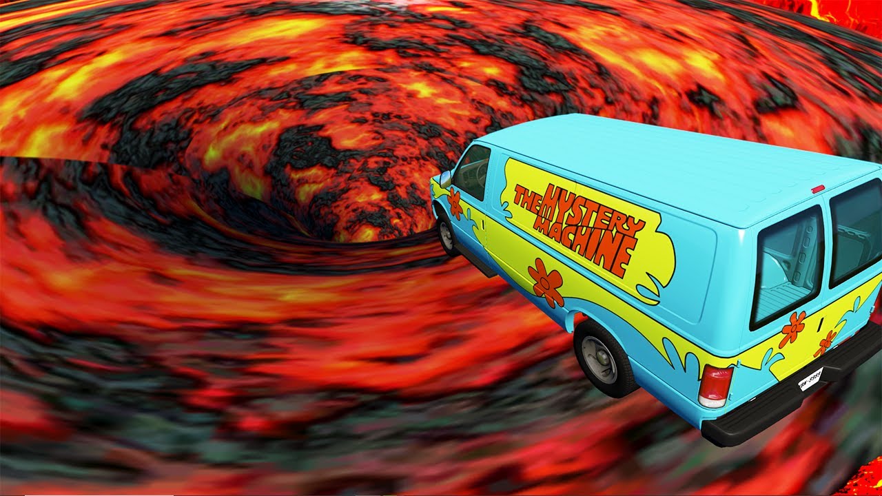 Car Jumping Into Lava Vortex Leap Of Death - BeamNG.Drive