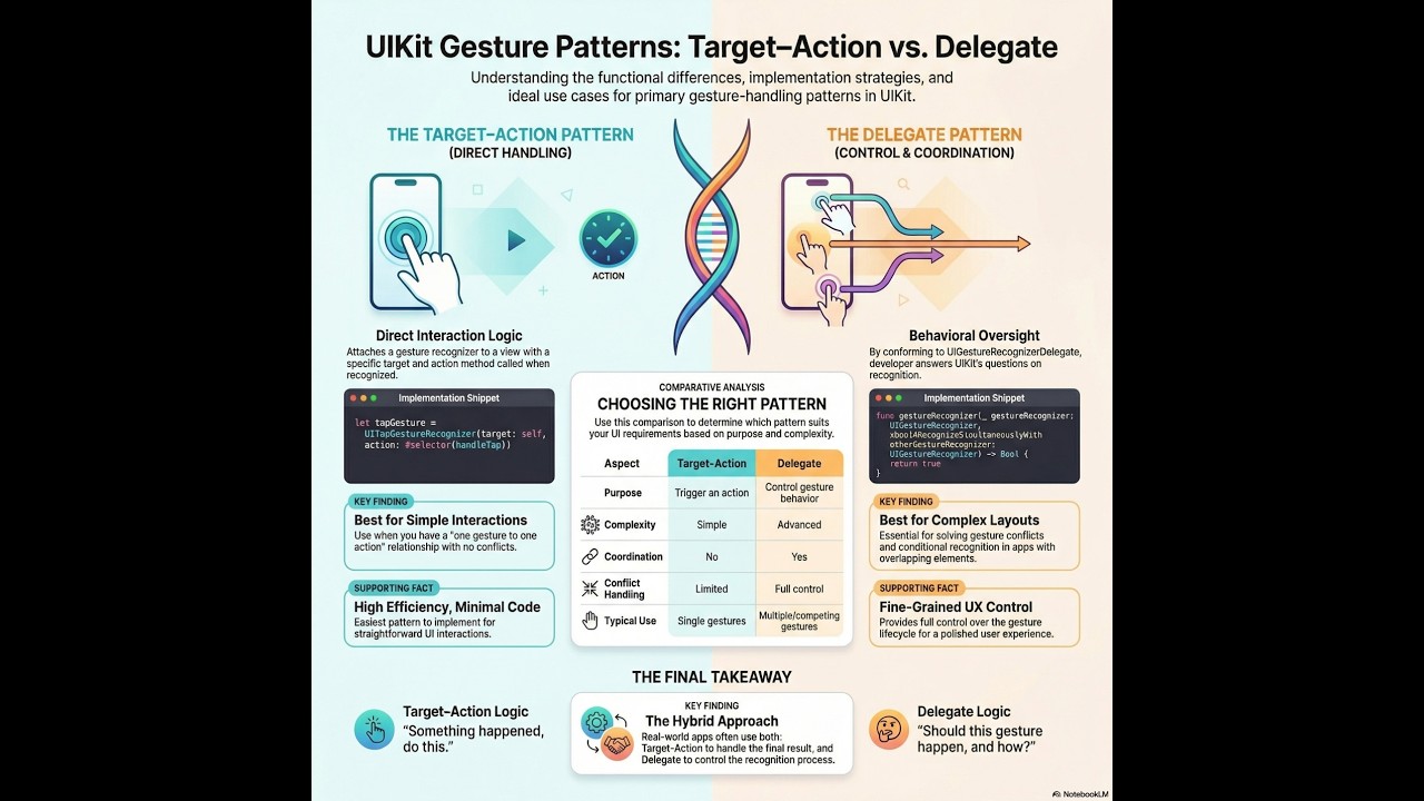 🎯 Target–Action vs Delegate Pattern for Gestures in UIKit | Hin