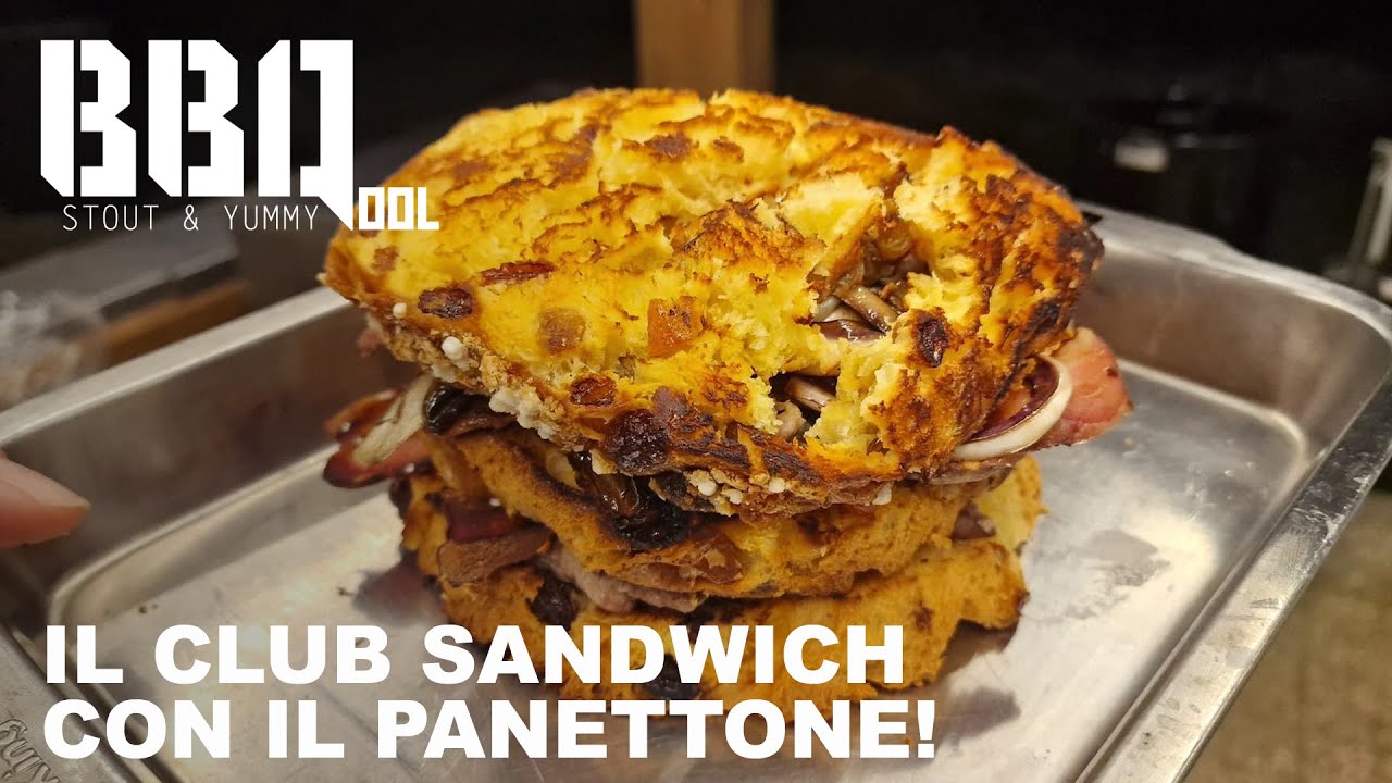 Il club sandwich con il panettone di Natale sul braciere!