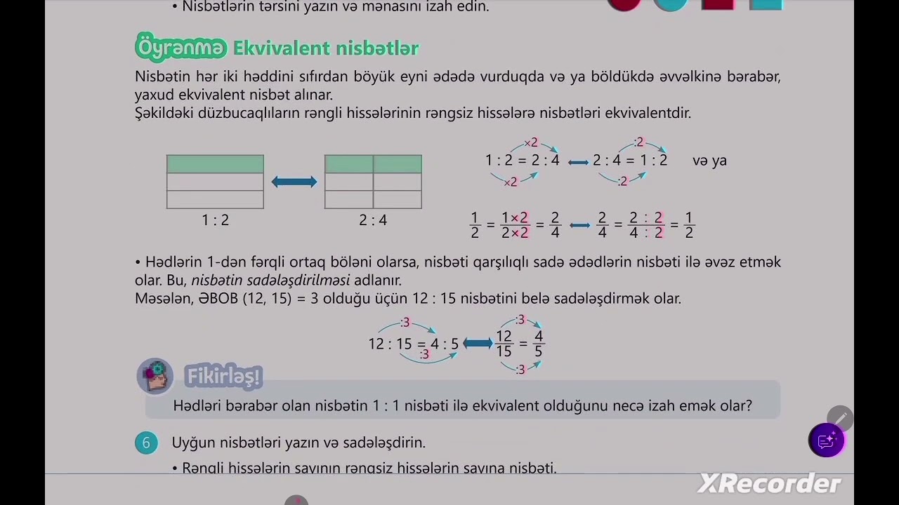 6-cı sinif riyaziyyat.  Nisbət