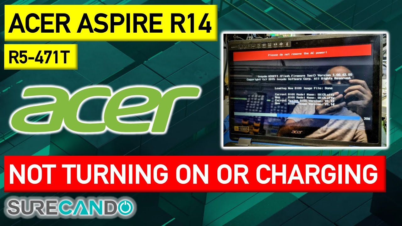 Acer Aspire R14 R5-471T Not turning on or charging. Interesting issue.