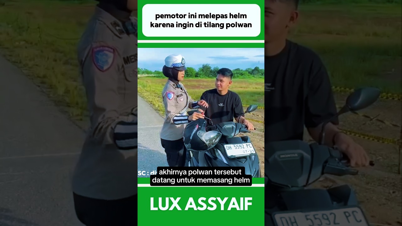 PEMOTOR INI MELEPAS HELM KARENA INGIN DI TILANG POLWAN 