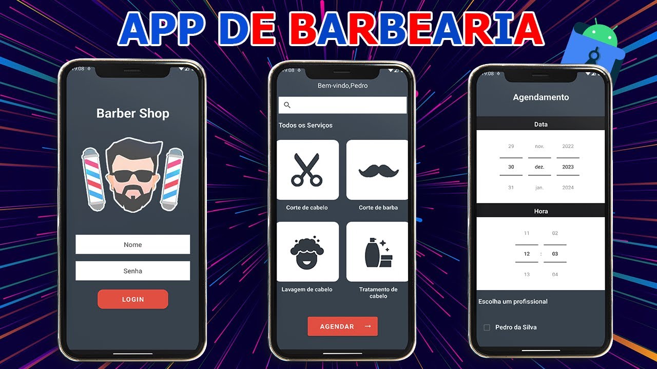 Android Studio - Criando um App de Barbearia com Agendamento - Ui Design + Funcionalidades 🔥🔥
