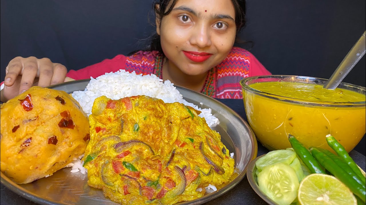EATING SHOW,DAL CHAWAL|RICE,DAL,ALU VORTA AND SALAD❤️❤️