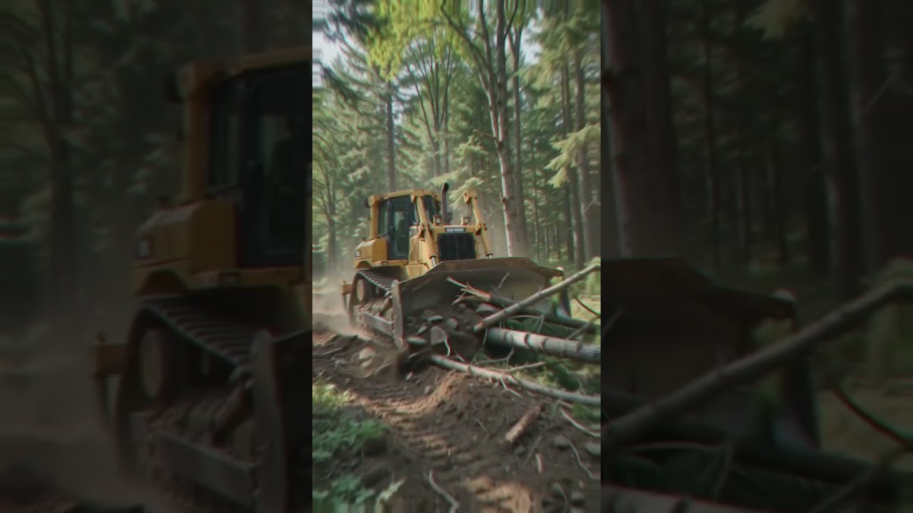 🌲🚜 Bulldozer Clears an Off-Road Forest Path! #shorts #dozer