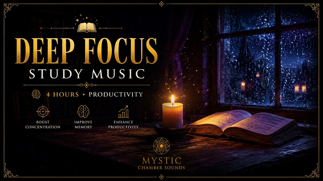 Deep Focus Study Ambience | Candlelight at Midnight (4 Hour Productivity Soundscape)