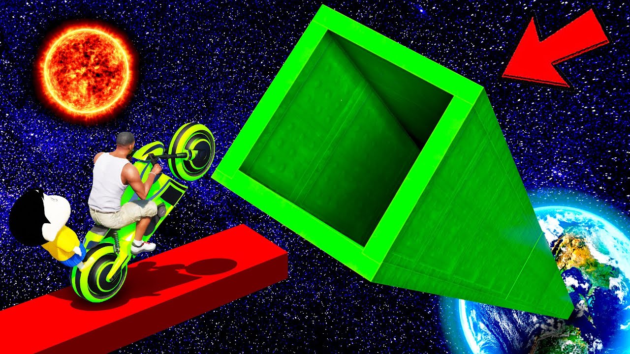 SHINCHAN AND FRANKLIN FOUND A GREEN TUNNEL AND WENT TO SPACE FOR PARKOUR CHALLENGE GTA 5