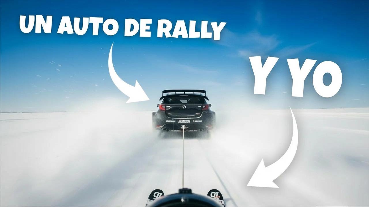 ¡Desafiando el hielo esquiando jalado por un auto RALLY 2 en una carrera extrema!