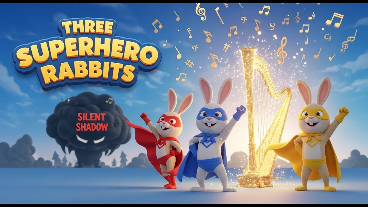 🐇🎶 Three superhero rabbits save music 🎵 | A fun kids' song about the power of sounds