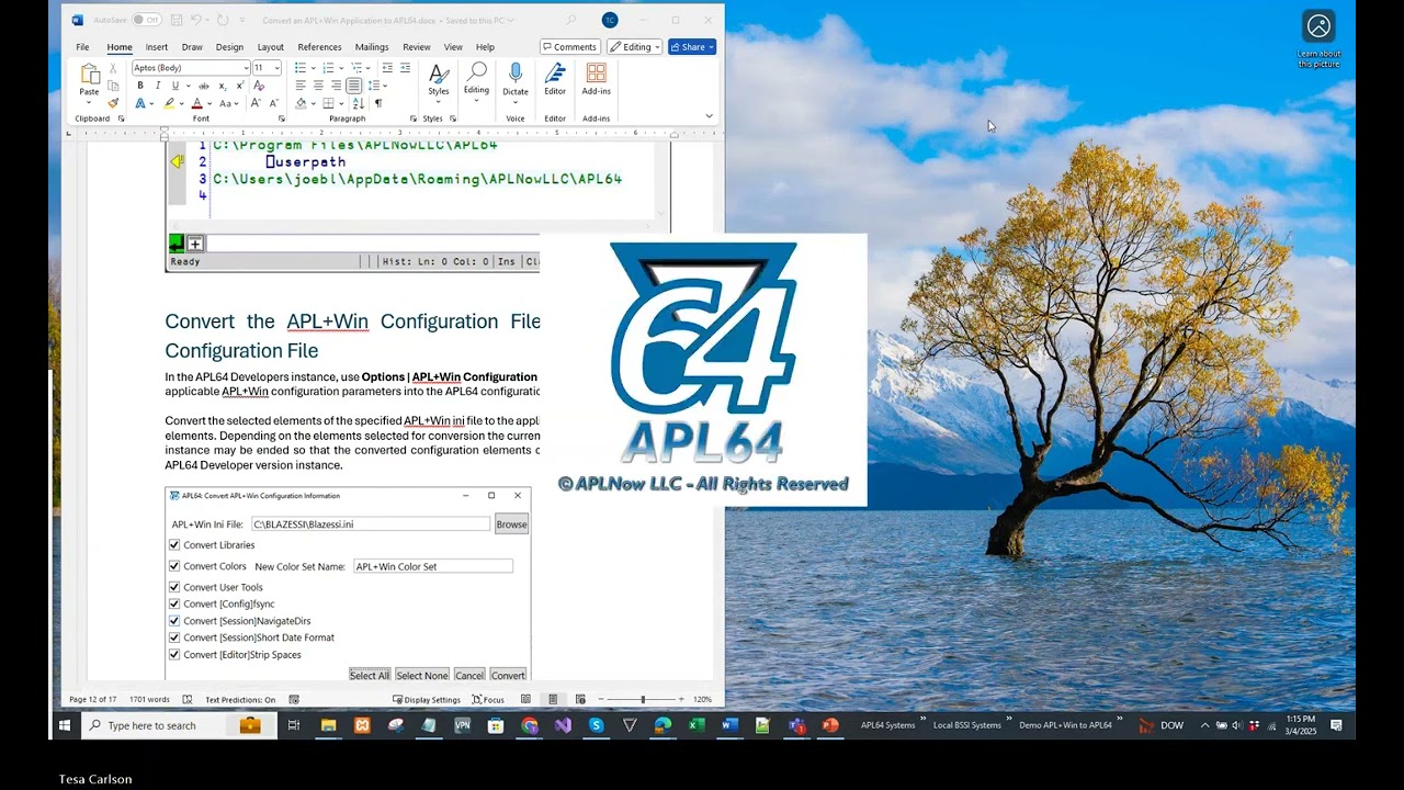 Convert Apl+Win Workspace To Apl64 Live Demo 20250304