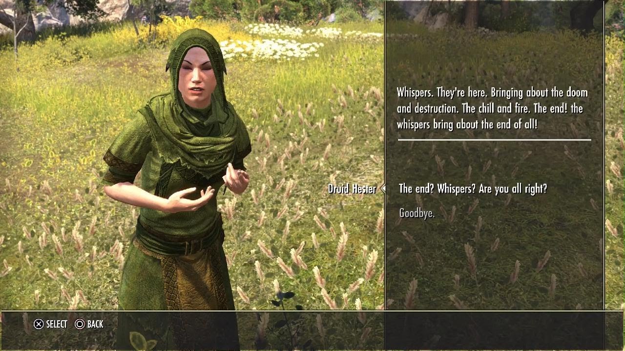 The Elder Scrolls Online: Tamriel Unlimited Talking to Druid Hester about whispers and visions