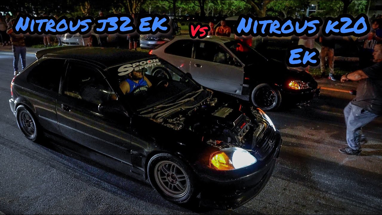 NITROUS J32 EK HATCH VS NITROUS K20 EK HATCH & MORE | C.F.RACING