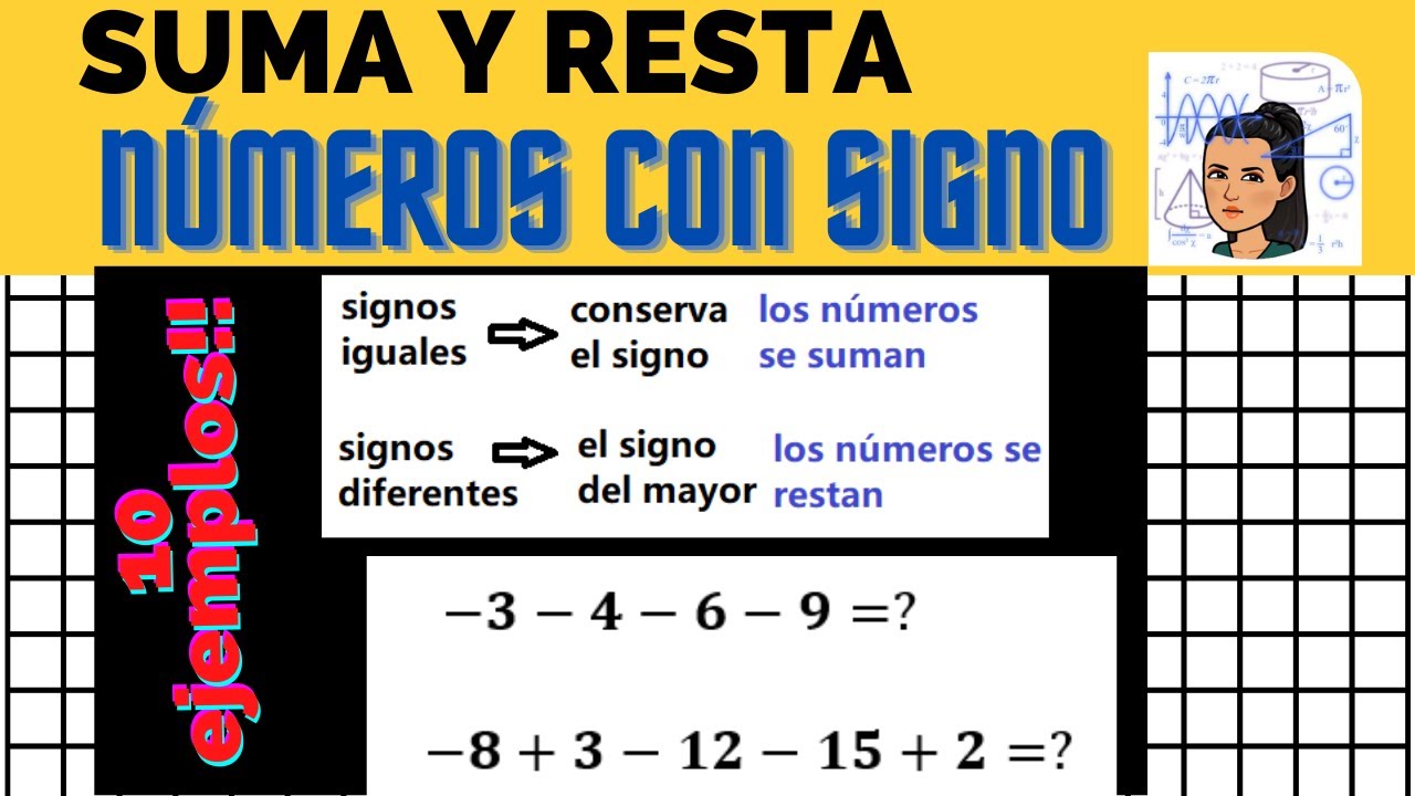 Suma y Resta de Números enteros. Aprende a manejar las reglas de los signos.