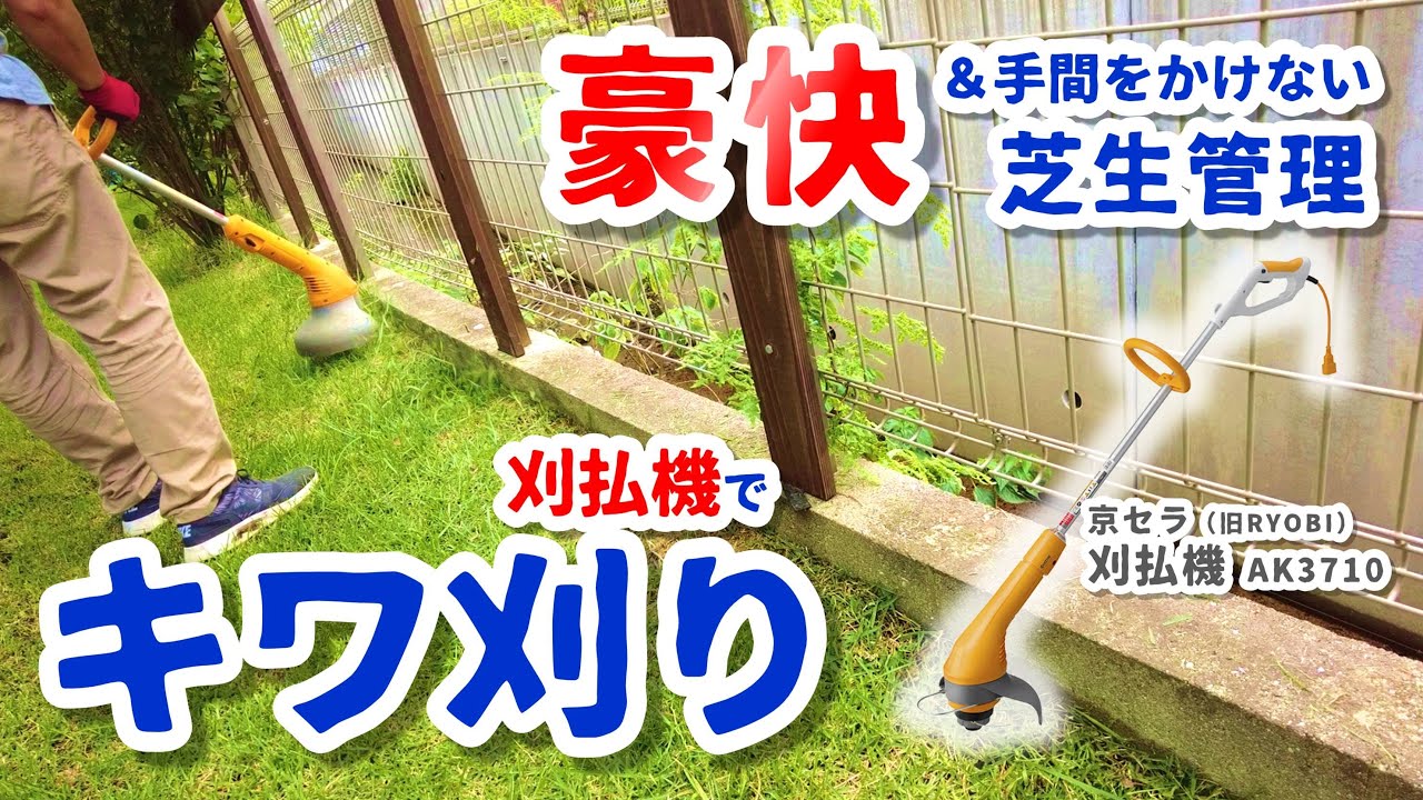 【我が家の豪快キワ刈り】手間をかけずに芝生管理（京セラ刈払機（旧RYOBI）AK-3710）