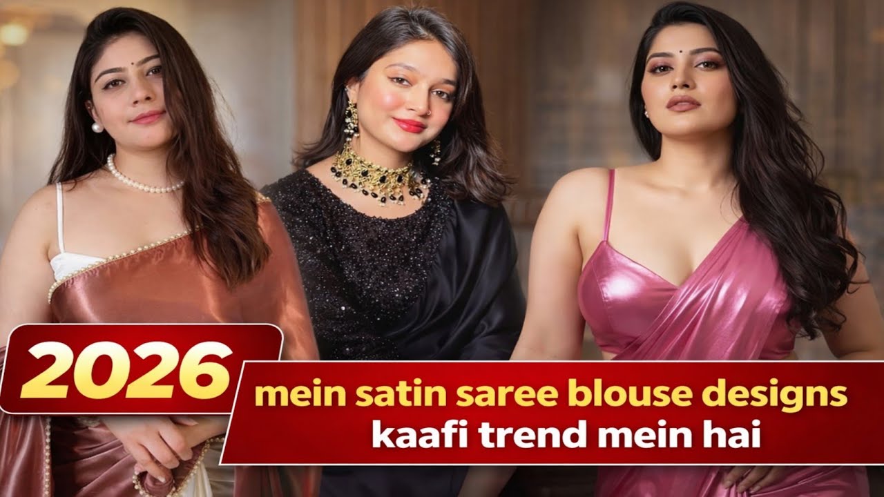 2026 mein satin saree blouse designs kaafi trend mein hain Stylish#satinsareeblouse#blouse2026design