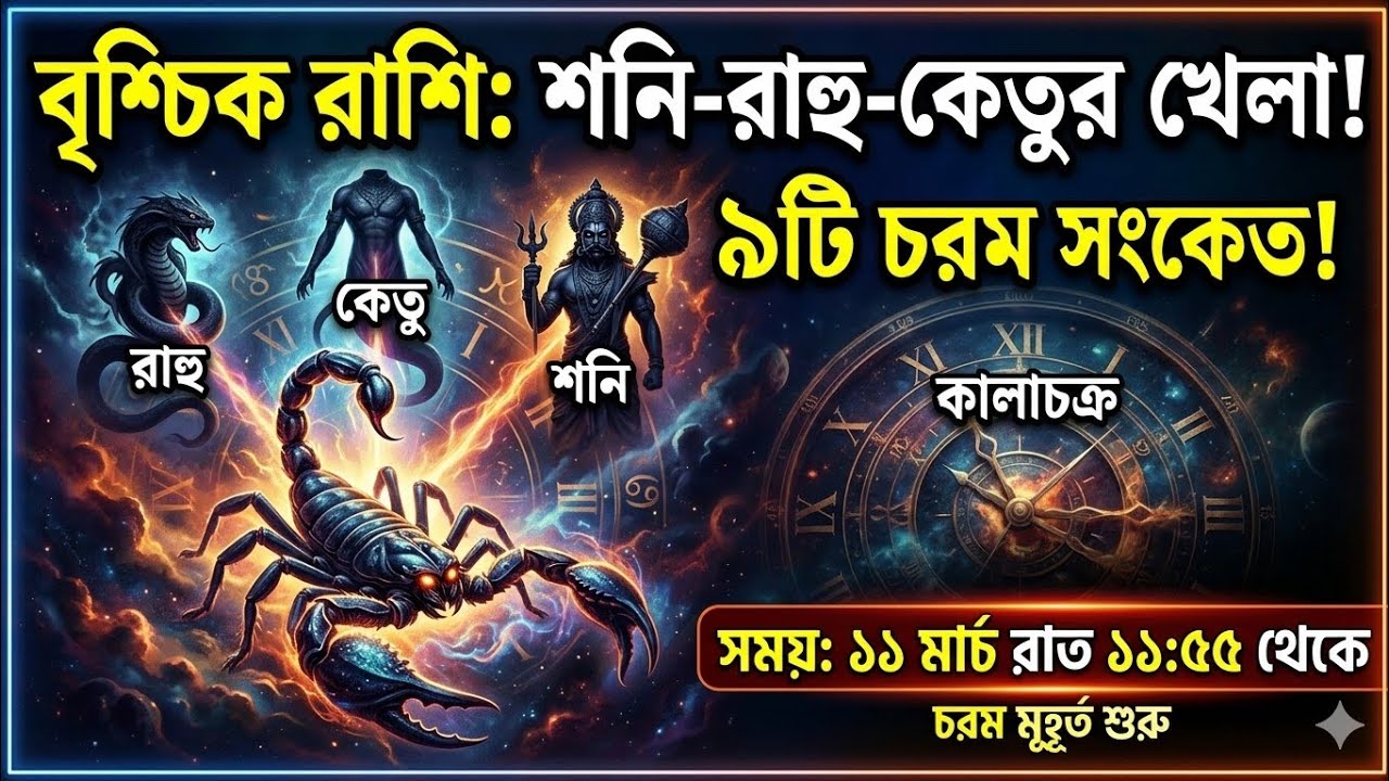 বৃশ্চিক রাশি শনি - রাহু - কেতু দেবে ৯ টি চরম সংকেত।।১১ মার্চ রাত ১১:৫৫ থেকে শুরু হবে #astrology 