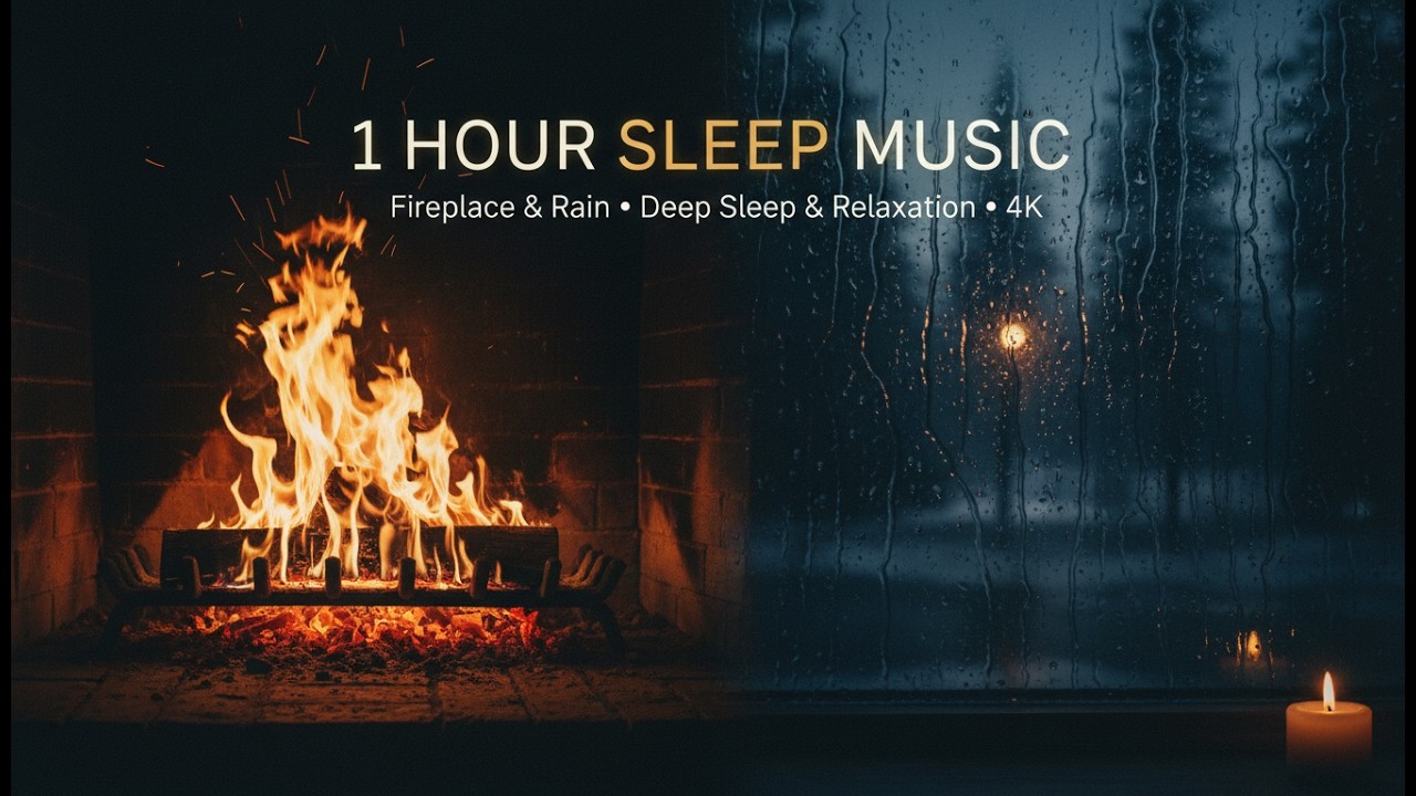 Rain & Fireplace Sounds with Sleep Music • 1 Hour Deep Sleep 🌧️🔥