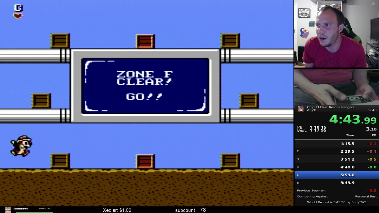Chip 'n Dale NES speedrun in 9:48 world record