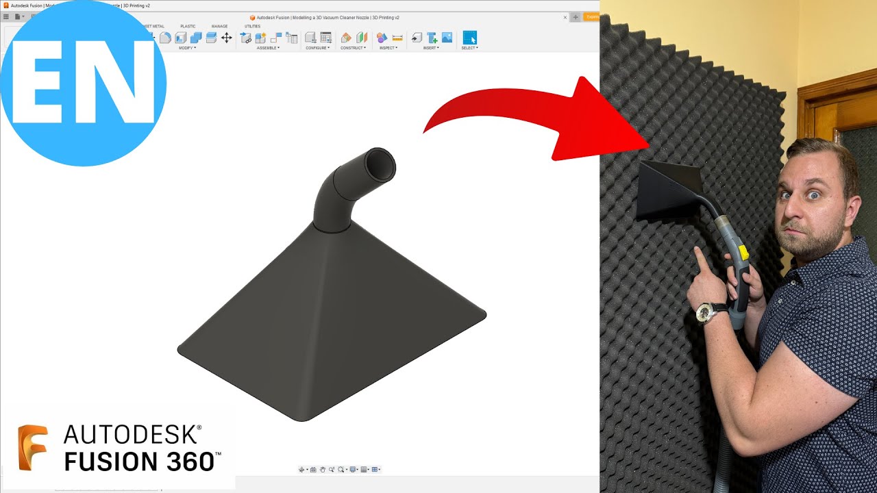 Autodesk Fusion | Моделирование 3D-насадки для пылесоса | 3D-печать