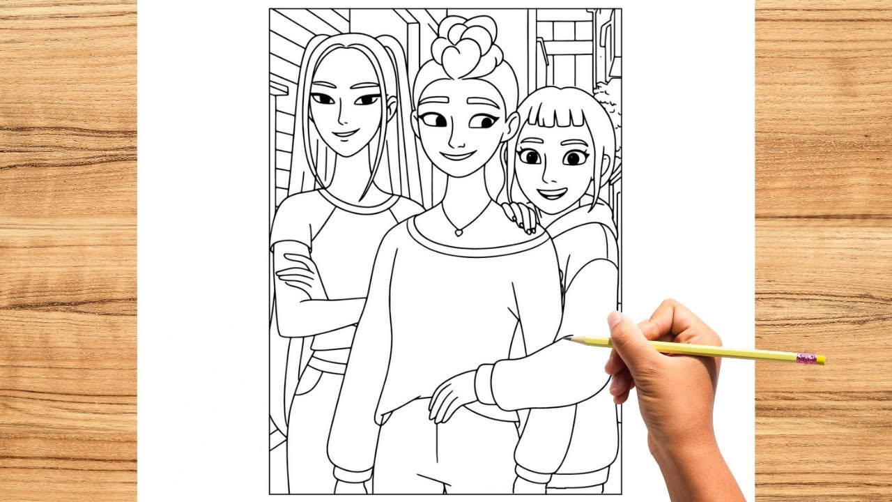 Drawing Sketching Girls Group in Kpop Demon Hunters