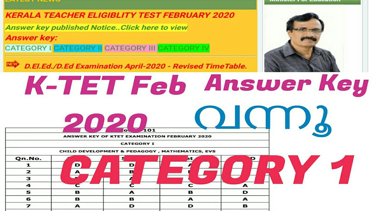Ktet feb 2020 Official Answer Key category 1||kerala pareekshabhavan||qstn ppr code 101,102,103-106