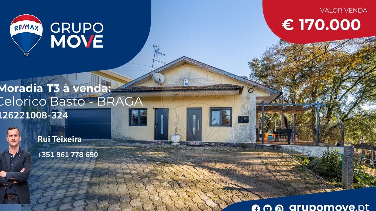 Moradia T3 à venda em Celorico de Basto, Braga Portugal. 170.000€#remaxmove #moradia #credito