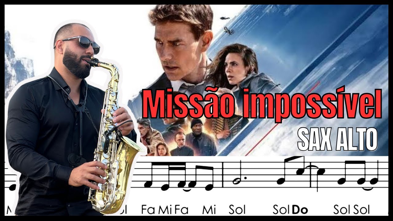 Missão Impossível | Partitura simplificada com notas - Sax Alto 🎷