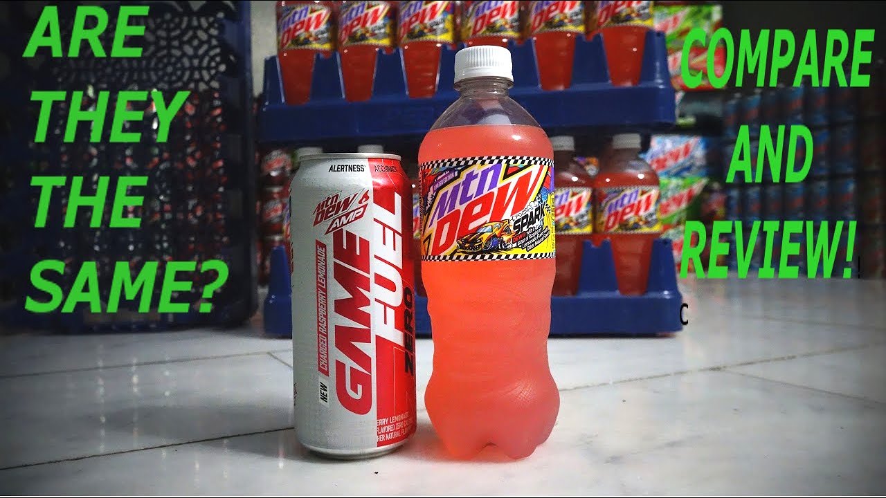 MOUNTAIN DEW SPARK VS MOUNTAIN DEW GAME FUEL ZERO CHARGED RASPBERRY LEMONADE!