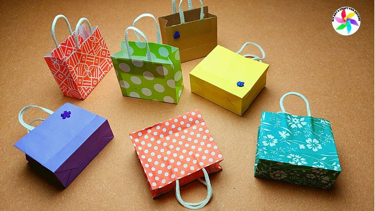 Diy How To Make Origami Paper Bag Tutorial | Miniature Bag | Diy Art & Craft For Decore
