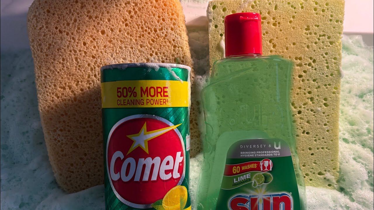 Comet + Dish Soap Paste ASMR 🧼 Sudsy Sponge Squeezes and Rinse, Paste Play and Fluffy Suds