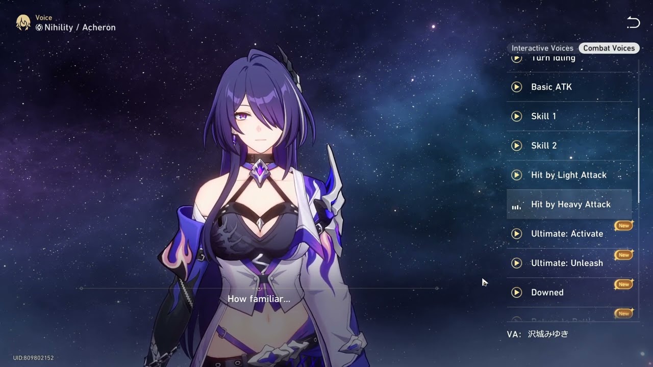 Acheron Combat Voice Lines (JAPANESE) | Honkai Star Rail