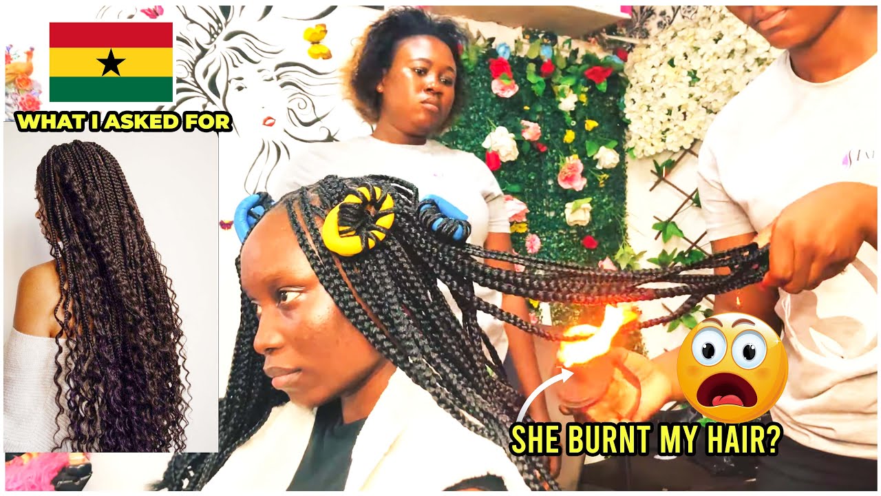 What $15 can get You in a Local Salon in Ghana! Goddess Knotless Braids in Accra Ghana