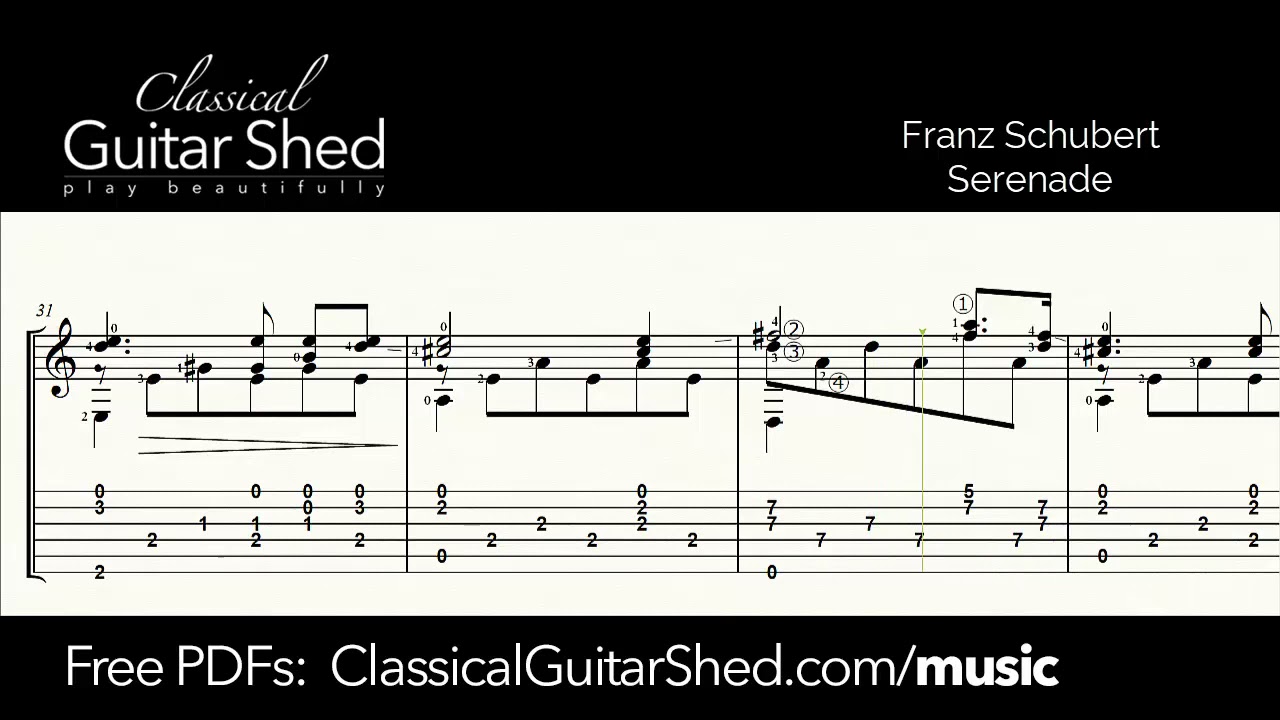 Schubert: Serenade - Free Classical Guitar Sheet Music