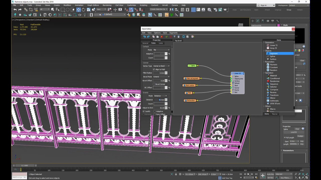 3D Max Railclone tutorial 2 Modelling french classic balcony rails
