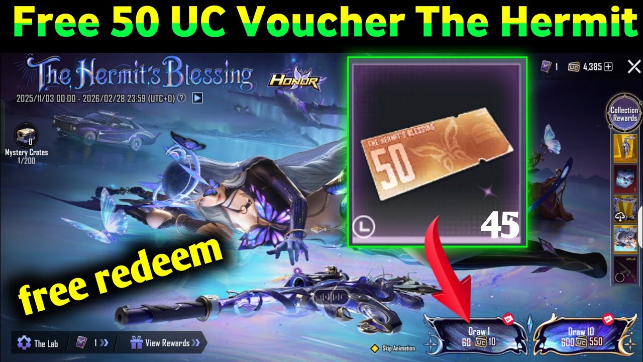 Free 50 UC Voucher 30 Trick | The Hermit's Blessing New Event PUBG bgmi Hermit's Blessing New Event
