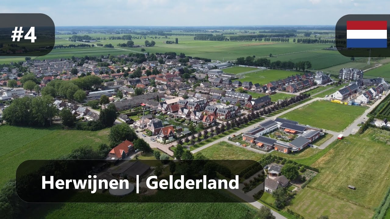 Flight around Herwijnen, Gelderland (NL) - Village, Ferry, McDonald's Vuren & A15 - July 2021