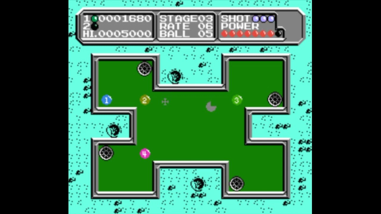 Dendy (Famicom,Nintendo,Nes) 8-bit Lunar Pool / Лунный Бассейн Stage 1-10 Прохождение