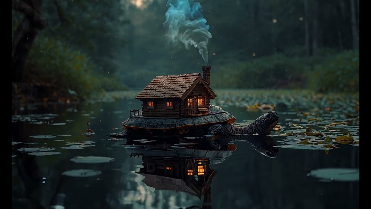 Floating Turtle House in the Rain 🌧️ Cozy Night Ambience for Relaxing & Anxiety Relief
