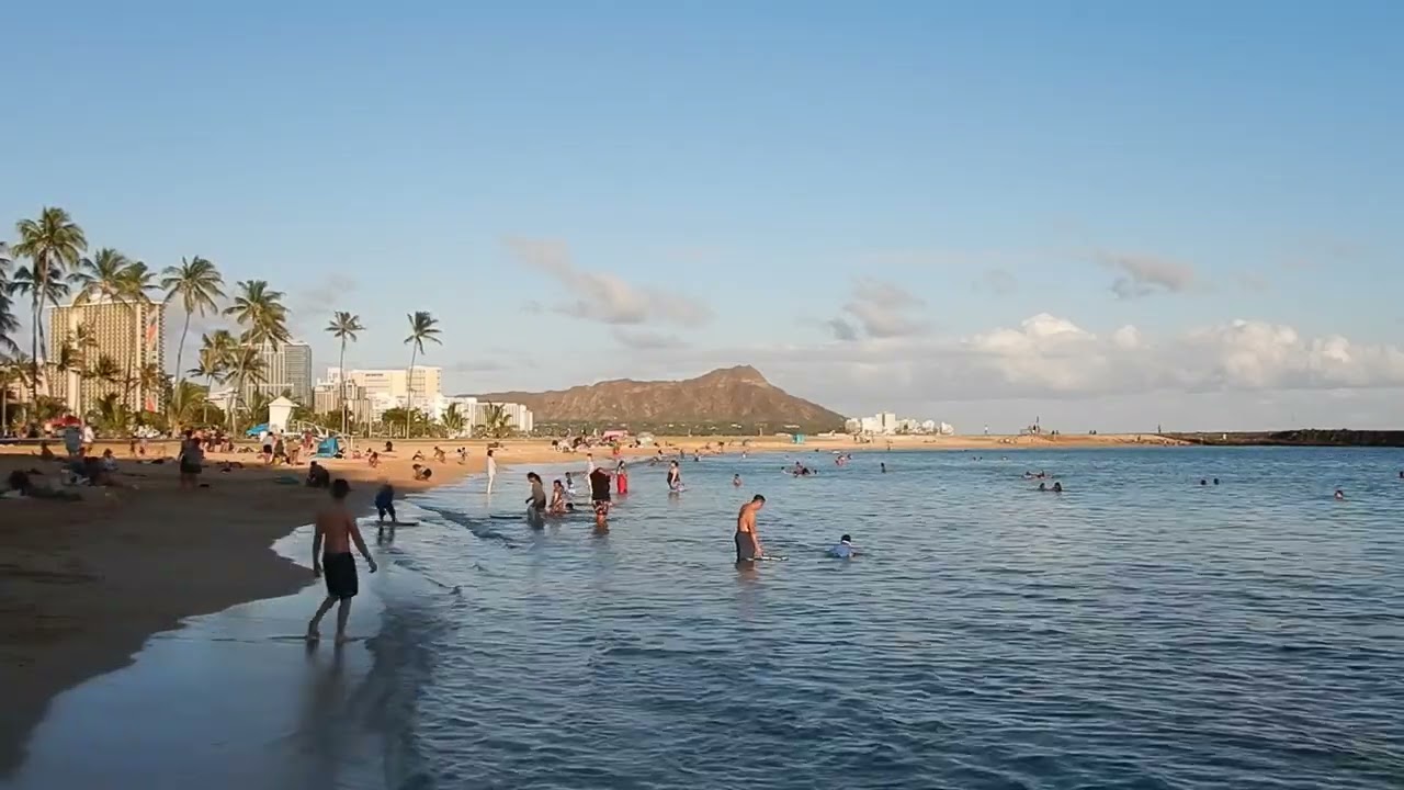 "View from Magic Island Lagoon Beach, Honolulu, Hawaii"