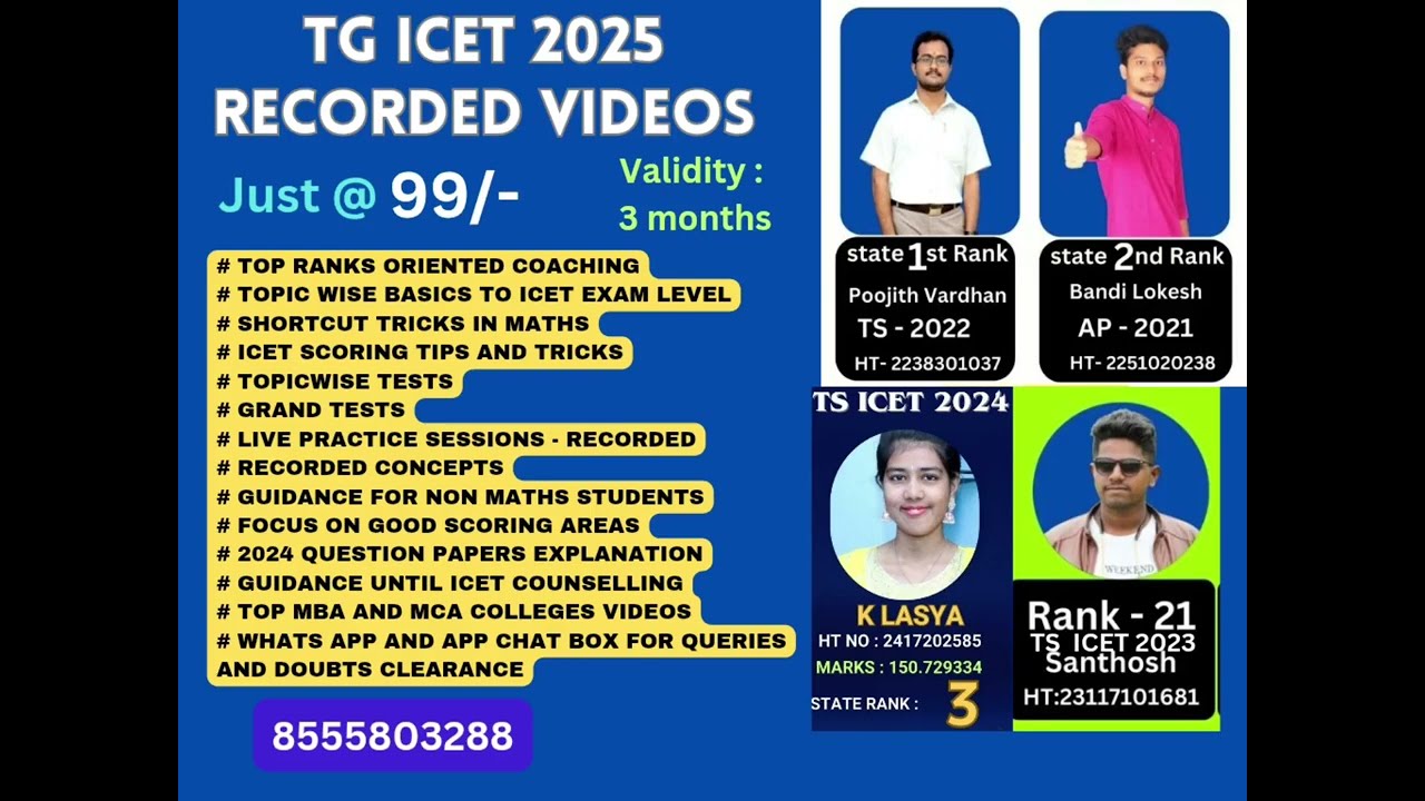 TG ICET 2025 FULL COURSE @ 99/- VALID FOR 3 MONTHS / GUIDANCE UNTIL ICET COUNSELLING