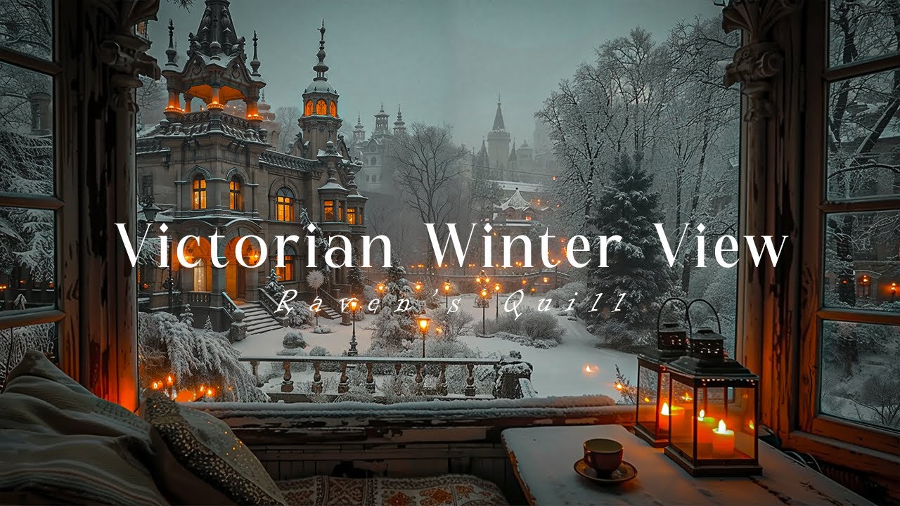 Victorian Winter View from a Cozy Window Seat | Snowy Gothic Manor | Melancholic Dark Academia Music