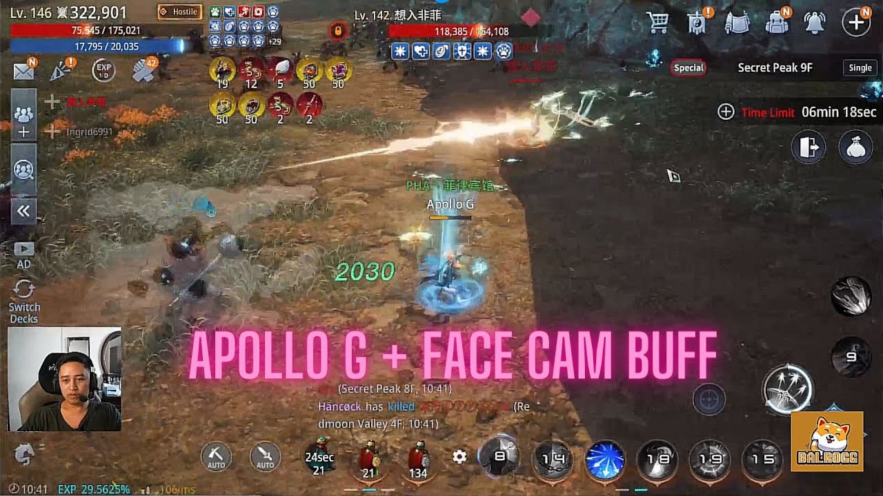 MIR4 - APOLLO G ( + FACECAM BUFF ) VS FEIFEI + INGRID | BALROGG STREAM