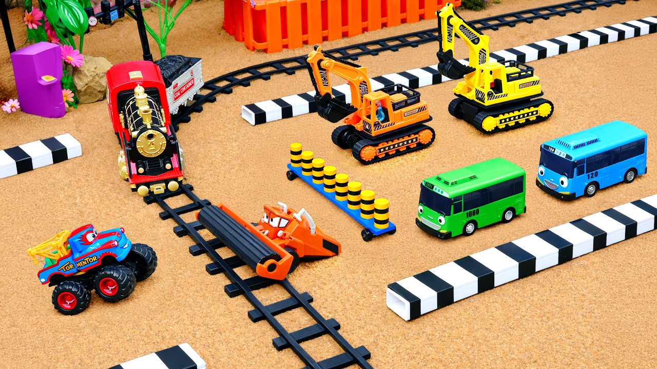 Train Crash - DIY Mini Tractor Science Project Making Tracks 2 Barriers