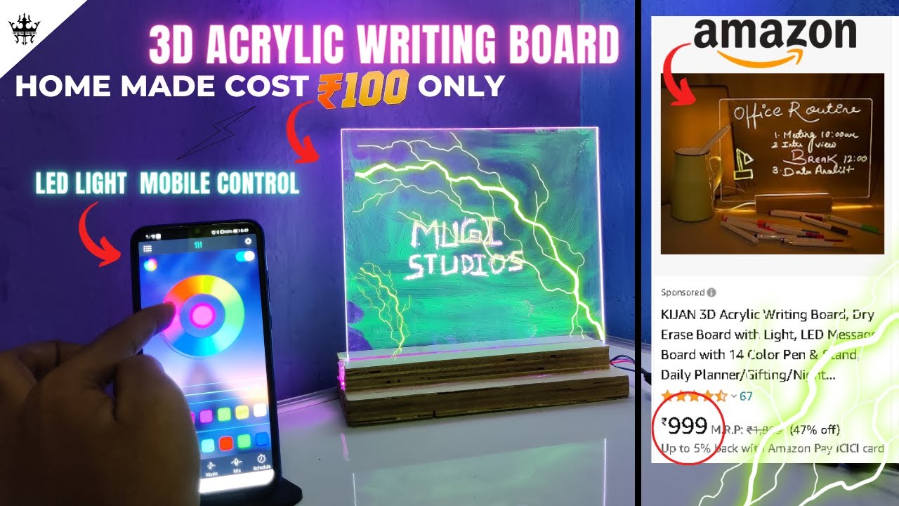 3D acrylic | homemade 3D Acrylic Writing Board | acrylic led sign board #3D #acrylic #shorts