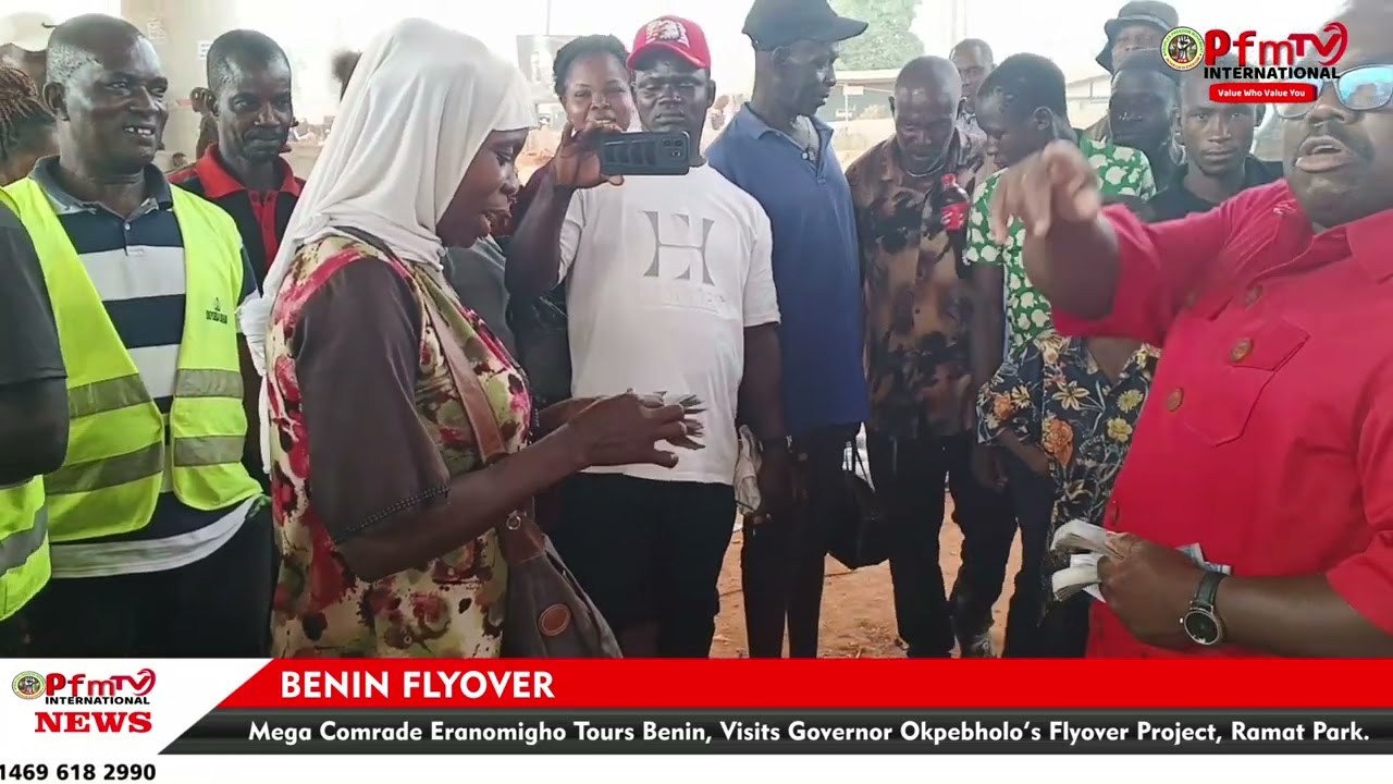 Mega Comrade Eranomigho Tours Benin, Visits Governor Okpebholo's Flyover Project at Ramat Park