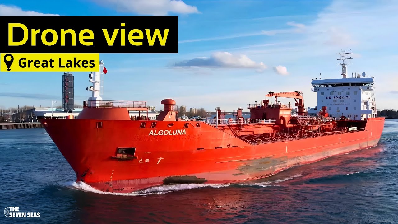Drone video of 'ALGOLUNA' tanker ship, Port Huron Michigan, february 2024 !