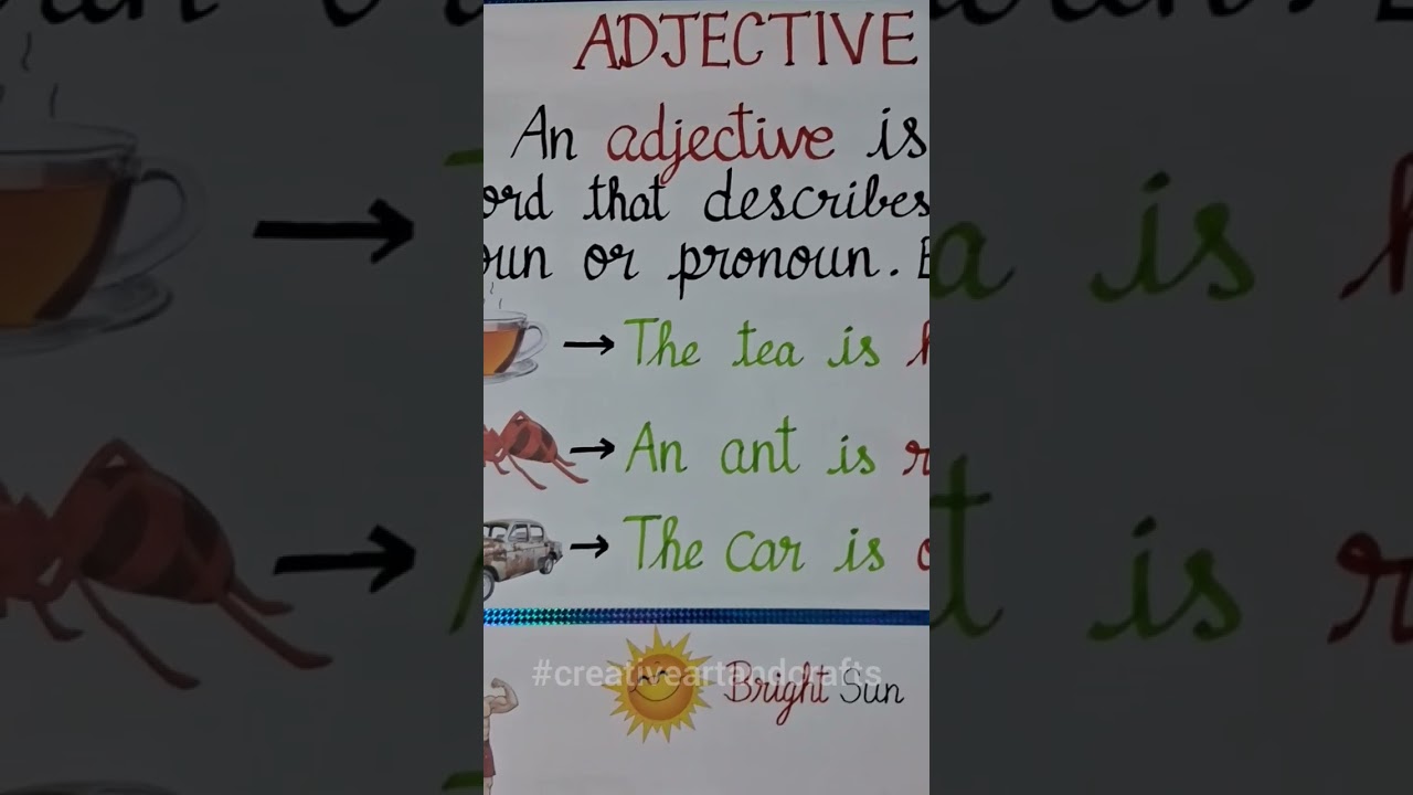 English Grammar Chart model for Adjective #schoolproject #shorts