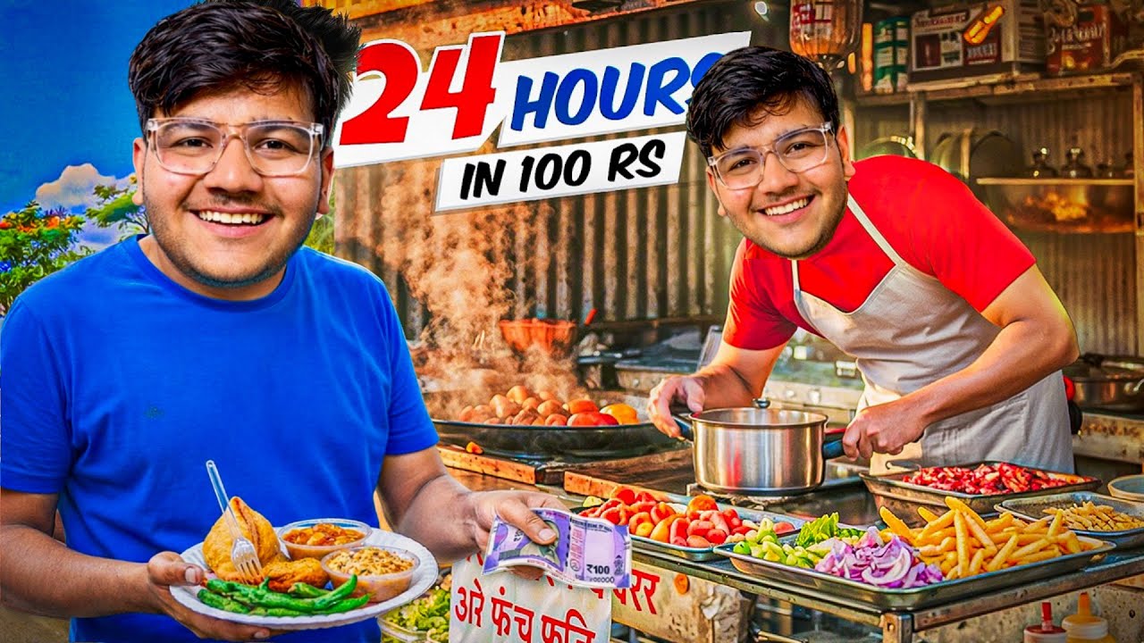 Surviving 24 Hours on Just ₹100! (Breakfast, Lunch & Dinner Challenge) 